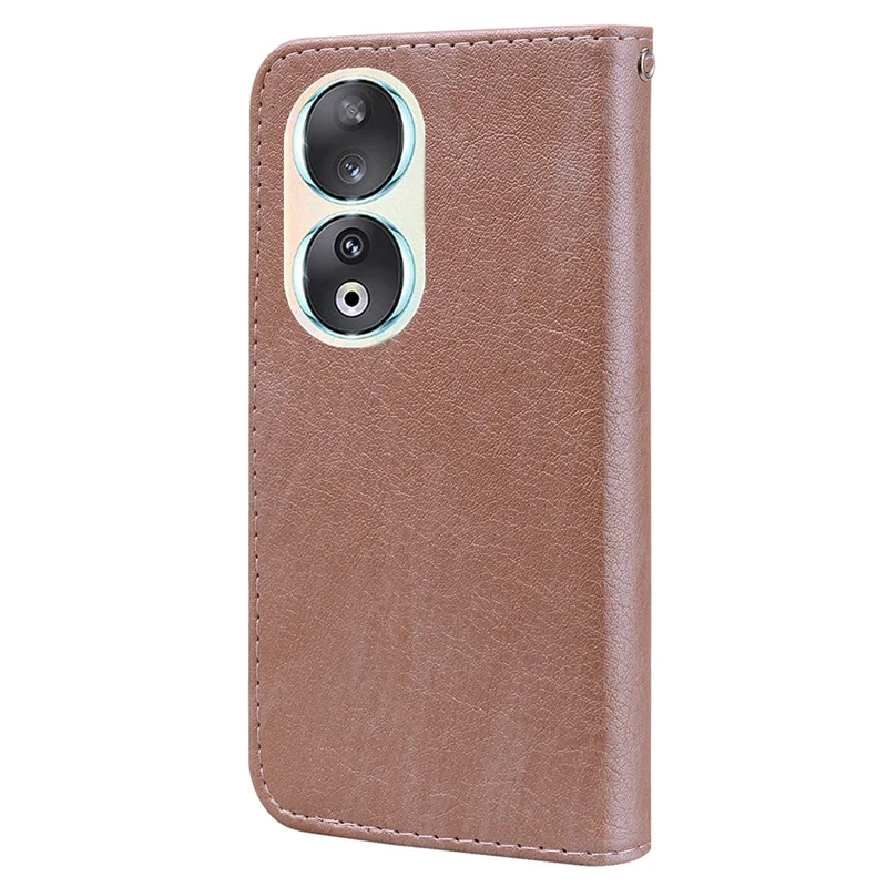 For Honor 90 TPU + PU Leather Wallet Phone Case Solid Color Cover Cell Phone Stand Shell - Champagne