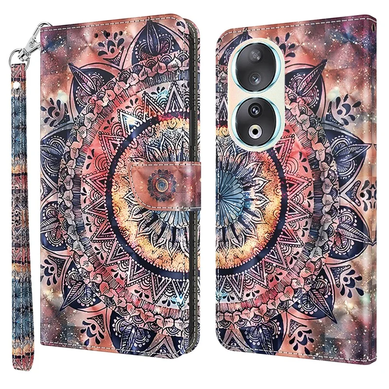 For Honor 90 Case 3D Pattern Printing Leather Flip Wallet Phone Cover - Color Mandala