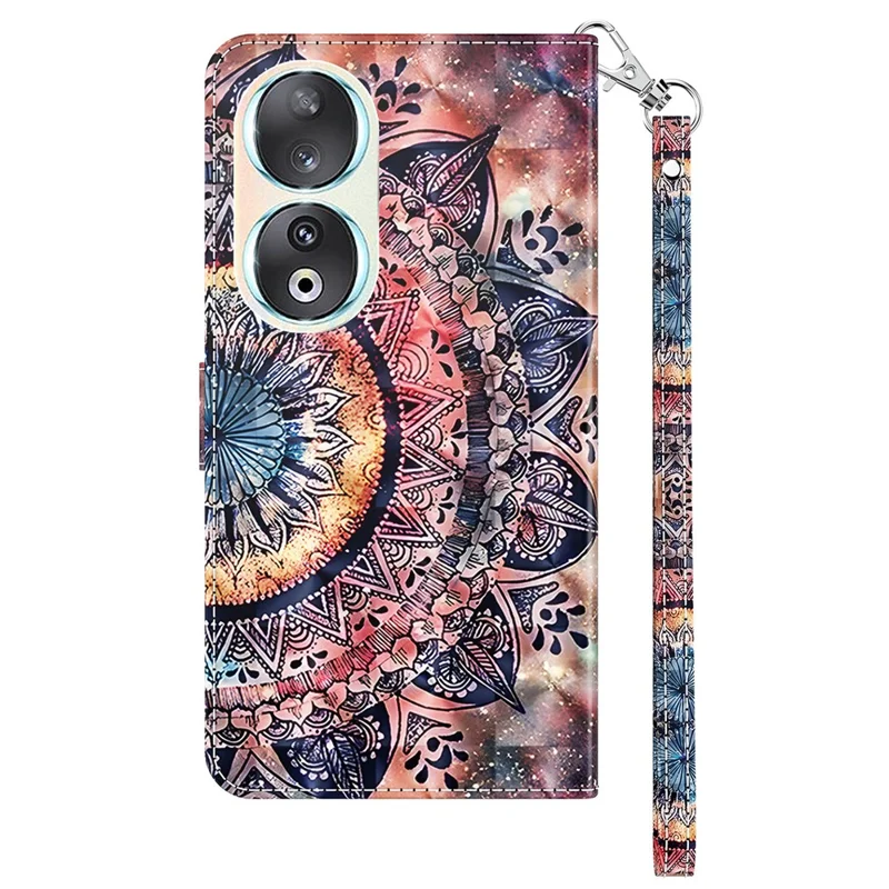 For Honor 90 Case 3D Pattern Printing Leather Flip Wallet Phone Cover - Color Mandala