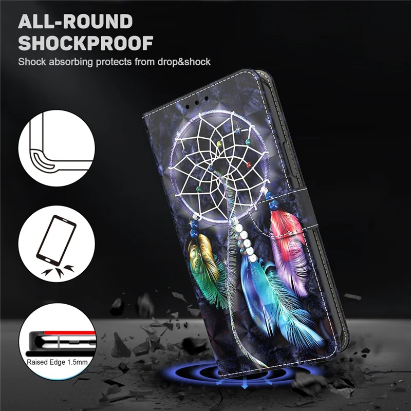For Honor 90 Pro Case PU Leather 3D Pattern Printed Wallet Phone Cover - Dream Catcher
