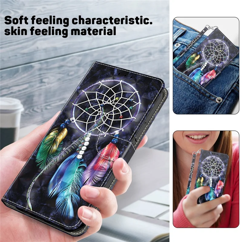 For Honor 90 Pro Case PU Leather 3D Pattern Printed Wallet Phone Cover - Dream Catcher