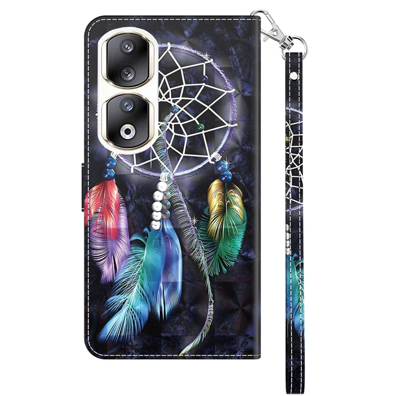 For Honor 90 Pro Case PU Leather 3D Pattern Printed Wallet Phone Cover - Dream Catcher
