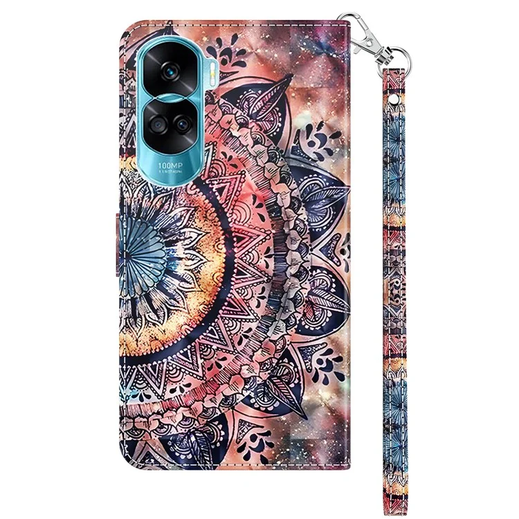 For Honor 90 Lite 5G / X50i 5G Case Wallet PU Leather 3D Pattern Printing Phone Cover - Color Mandala