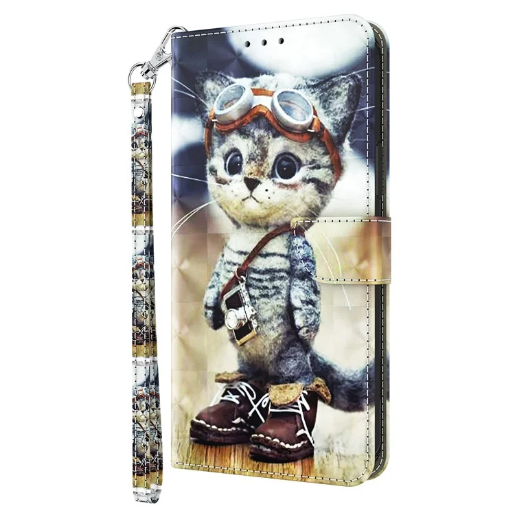 Para Motorola Moto G54 5G Case 3D Pattern Leather Magnetic Wallet Phone Cover - Standing Cat