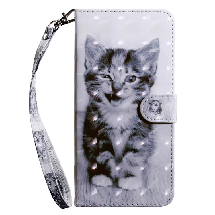 For Samsung Galaxy A15 4G Case Leather Wallet 3D Pattern Printing Phone Cover - Cat
