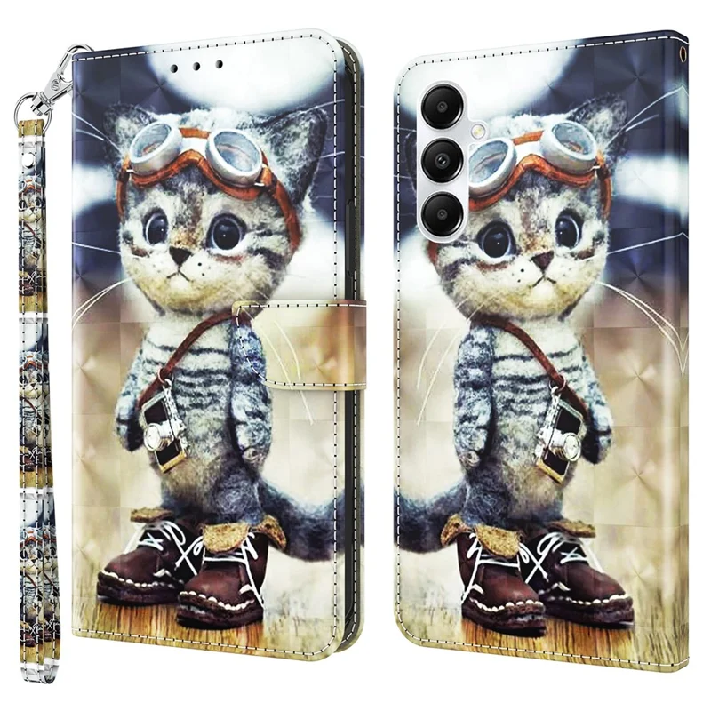For Samsung Galaxy A05s 4G Case PU Leather Pattern Printing Flip Phone Cover - Standing Cat