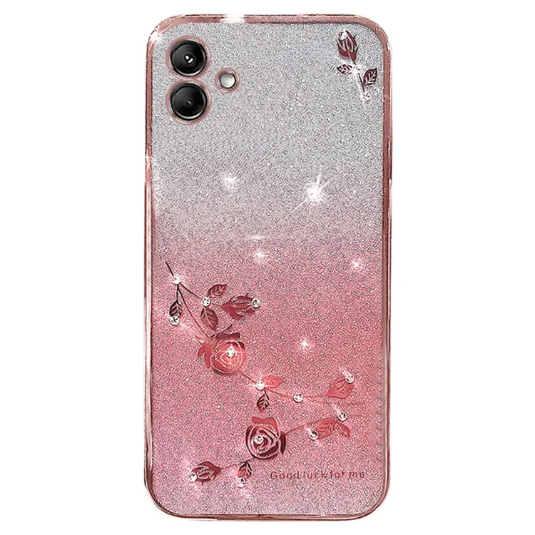 KADEM For Samsung Galaxy M13 5G / A04 4G (164.4 x 76.3 x 9.1mm) Case Flower Decor Phone Cover - Rose Gold