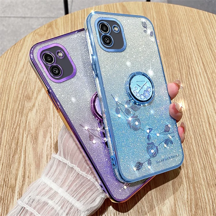 KADEM para Samsung Galaxy A03 (164,2 x 75,9 x 9,1 mm) Funda con anillo de soporte y moda TPU Funda de teléfono - Azul
