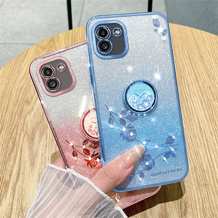 KADEM para Samsung Galaxy A03 (164,2 x 75,9 x 9,1 mm) Funda con anillo de soporte y moda TPU Funda de teléfono - Azul