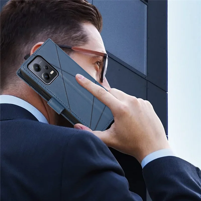 DF-06 для Xiaomi Poco X5 5G / Redmi Note 12 5G (Китай) / (Индия) / (Глобальная версия) Чехол с тиснением из искусственной кожи - Синий