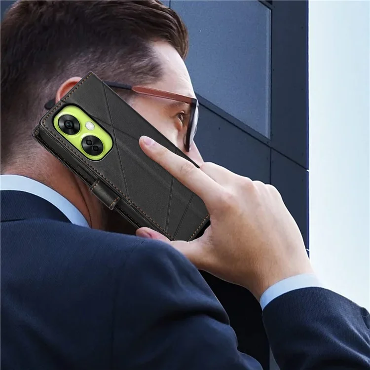 DF-06 For OnePlus Nord CE 3 Lite 5G / N30 5G Case Anti-drop PU Leather Wallet Phone Cover - Black