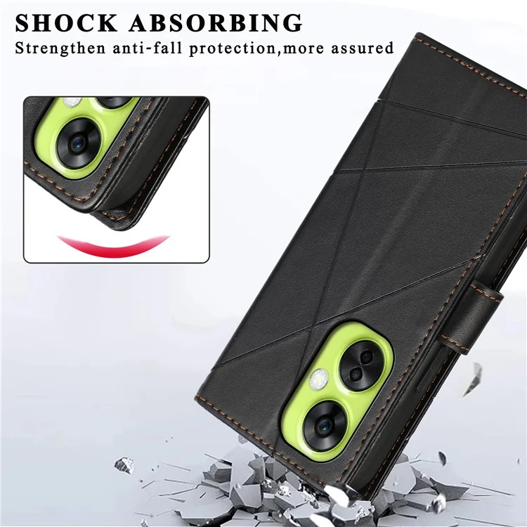 DF-06 For OnePlus Nord CE 3 Lite 5G / N30 5G Case Anti-drop PU Leather Wallet Phone Cover - Black