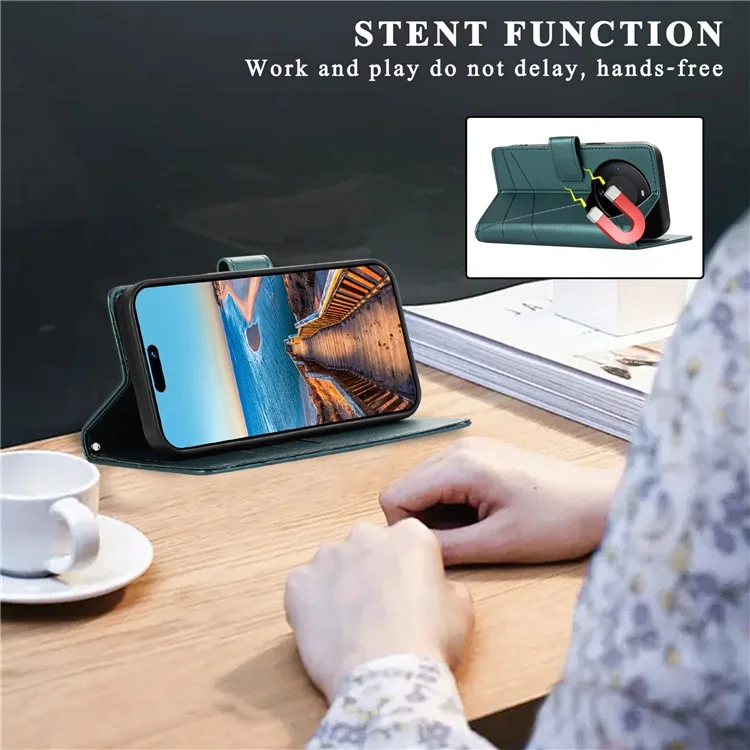 DF-06 Funda para Huawei Mate 60 Caso de Cuero PU Cartera Plegable Soporte Cubierta de Teléfono - Verde