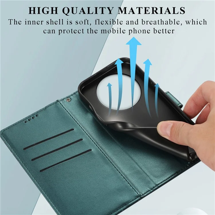 DF-06 Funda para Huawei Mate 60 Caso de Cuero PU Cartera Plegable Soporte Cubierta de Teléfono - Verde