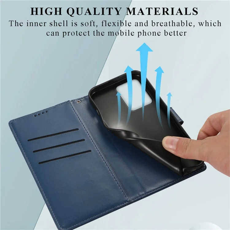 DF-06 For Xiaomi Redmi Note 12 4G Case Lines Imprinted Leather Phone Flip Stand Cover - Blue