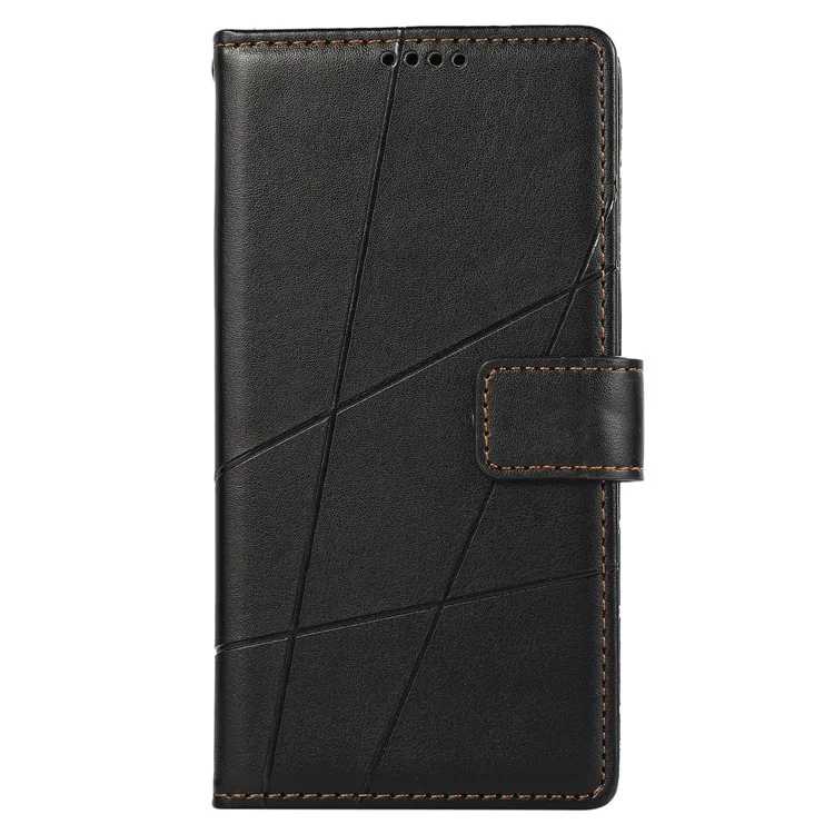 DF-06 Funda para Huawei Mate 60 Pro Líneas Grabadas Cartera de Cuero Funda de Teléfono Móvil - Negro