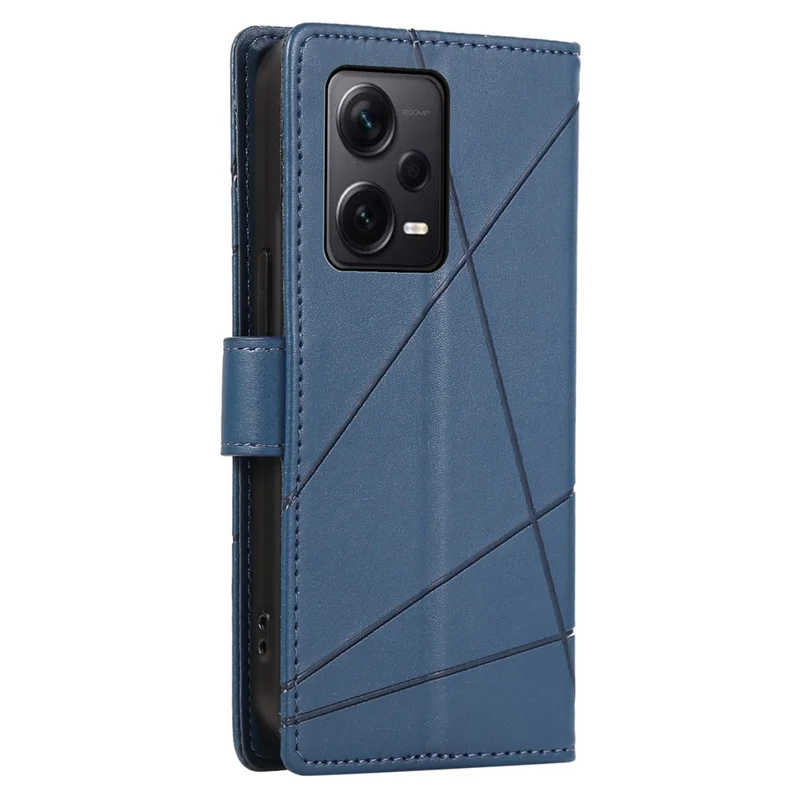 DF-06 For Xiaomi Redmi Note 12 Pro+ 5G Lines Imprint Leather Shockproof Phone Cover - Blue