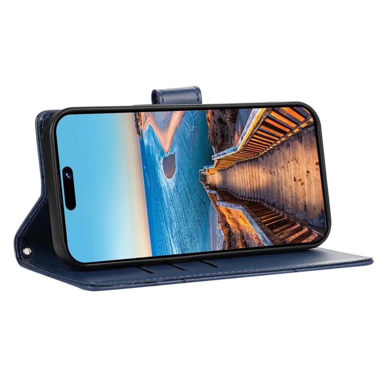 DF-06 For Xiaomi Redmi Note 12 Pro+ 5G Lines Imprint Leather Shockproof Phone Cover - Blue