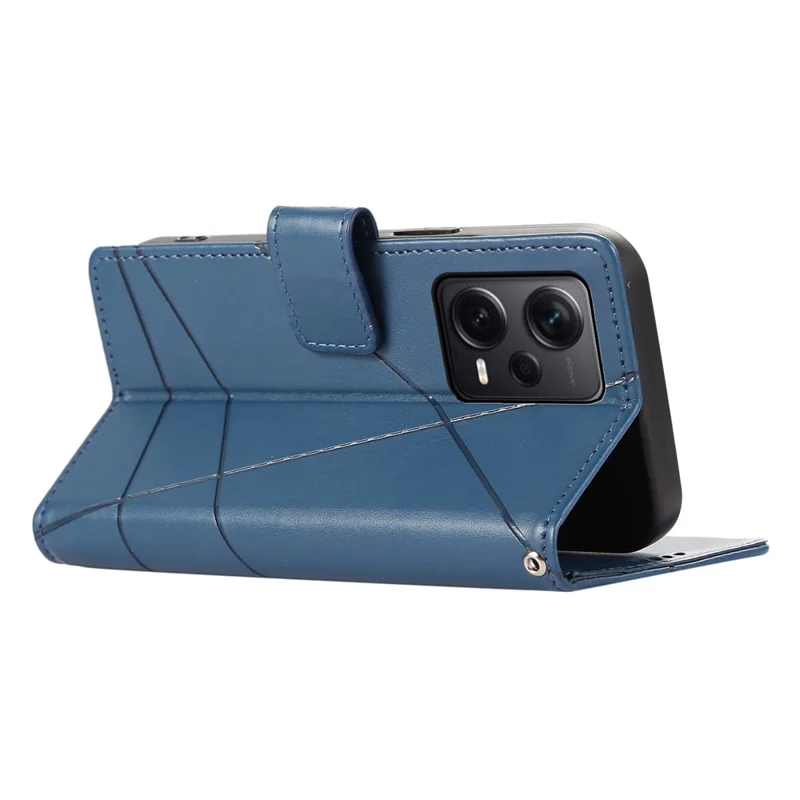 DF-06 For Xiaomi Redmi Note 12 Pro+ 5G Lines Imprint Leather Shockproof Phone Cover - Blue