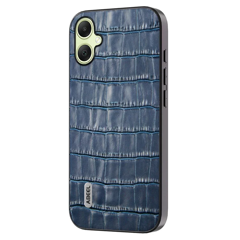 ABEEL For Samsung Galaxy A05 4G Case Genuine Cow Leather Coated Back Phone Cover - Blue