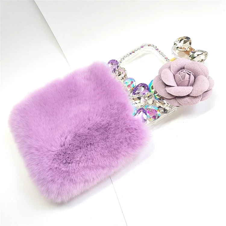 Weicher, flauschiger PC-Handyhülle für iPhone 15 Pro Case, kratzfeste Handyhülle - Lila
