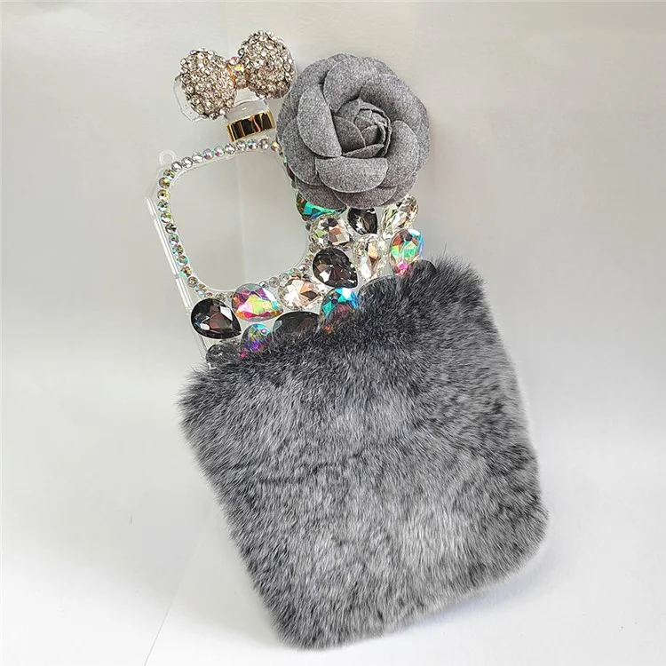Custodia per iPhone 15 in PC duro + copertura del telefono in morbido pile - Grigio