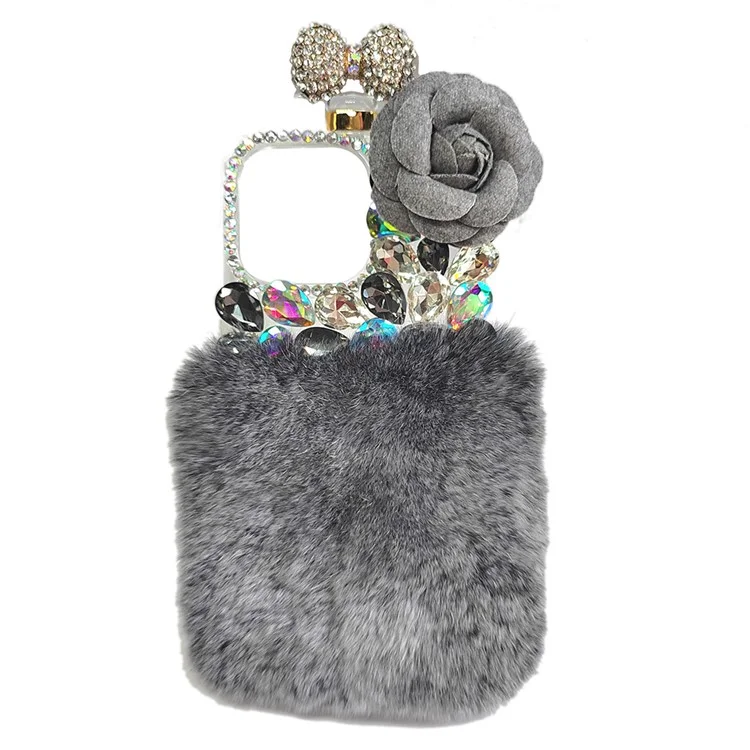 Per iPhone 15 Pro Max Case Soft Plush + Hard PC Anti-scratch Mobile Phone Cover - Grigio