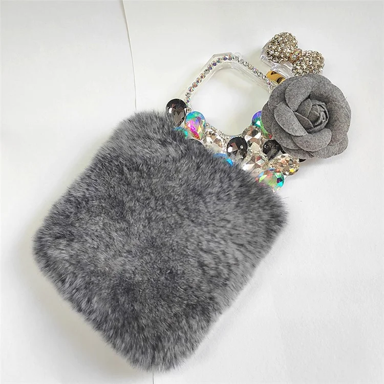 Per iPhone 15 Pro Max Case Soft Plush + Hard PC Anti-scratch Mobile Phone Cover - Grigio