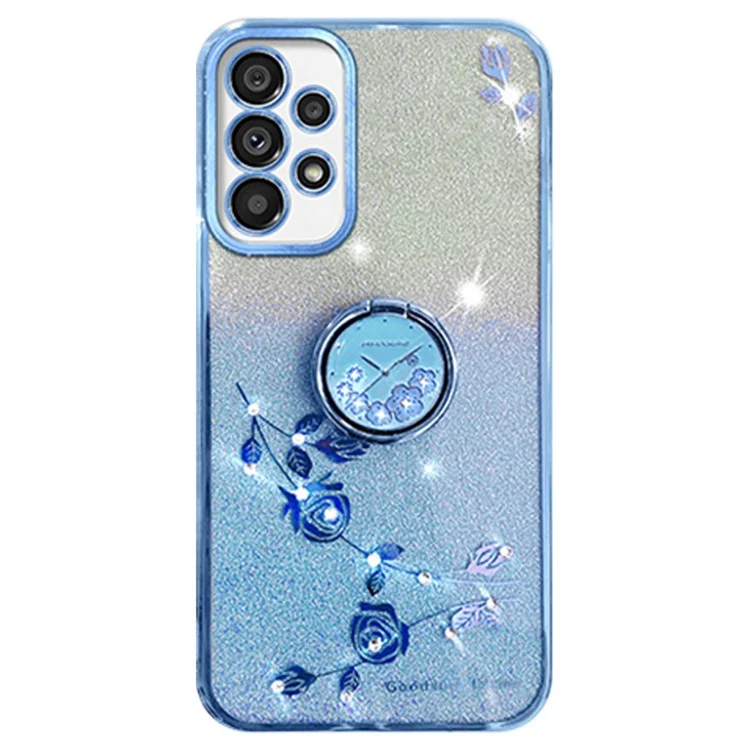 KADEM Чехол для Samsung Galaxy A53 5G с цветочным декором TPU, чехол-подставка - синий