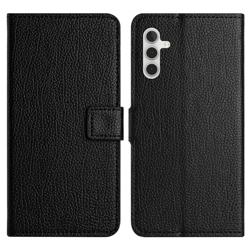 För Samsung Galaxy S25 / S24 Hölster PU-läder Mobilhölster Plånbok (Litchi-Struktur) - Svart