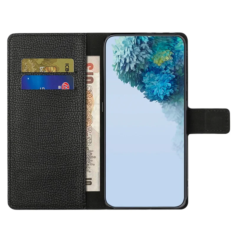 För Samsung Galaxy S25 / S24 Hölster PU-läder Mobilhölster Plånbok (Litchi-Struktur) - Svart