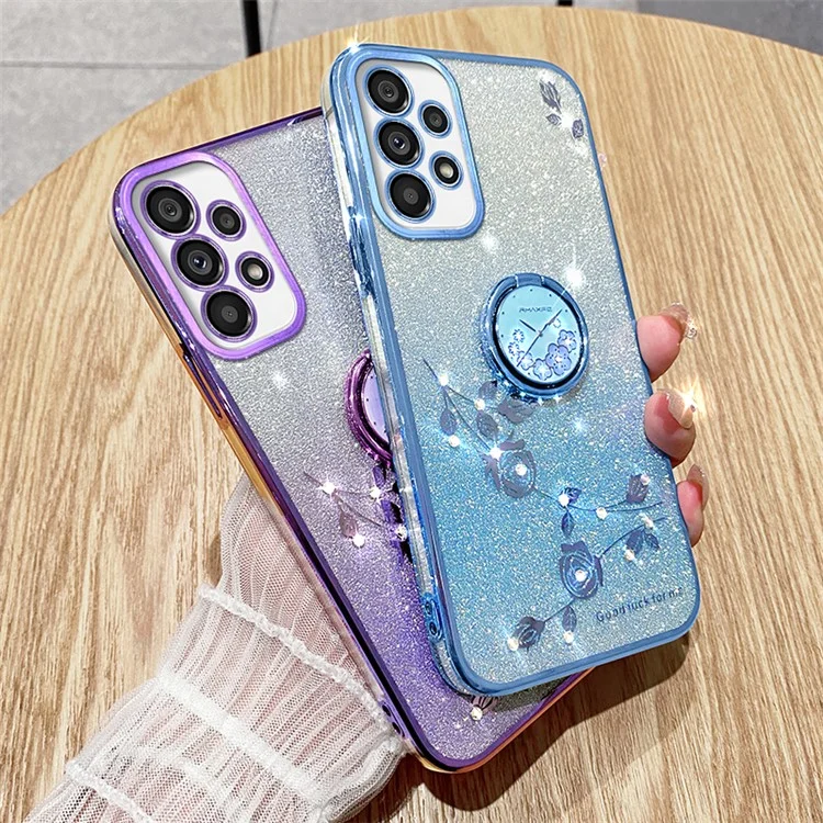 Чехол для телефона KADEM TPU для Samsung Galaxy A23 4G / A23 5G (глобальная версия) с кольцом-подставкой - синий