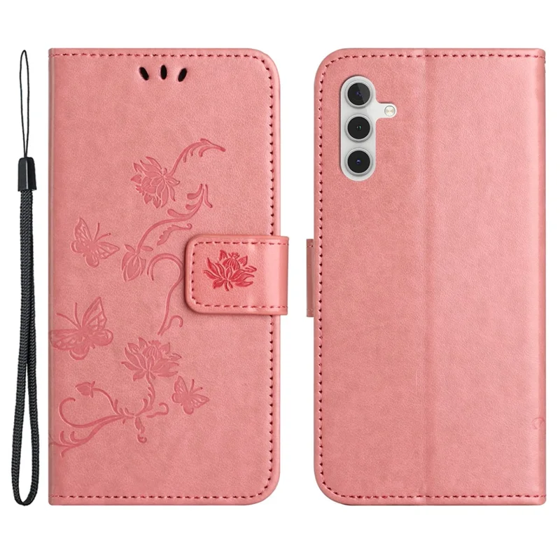 For Samsung Galaxy S25 / S24 Case Imprinted PU Leather Drop Resistant Cell Phone Cover - Pink