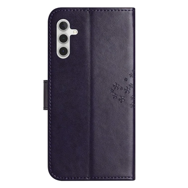 For Samsung Galaxy S25 / S24 Case Imprinted Leather Flip Stand Phone Cover with Wallet - Dark Purple