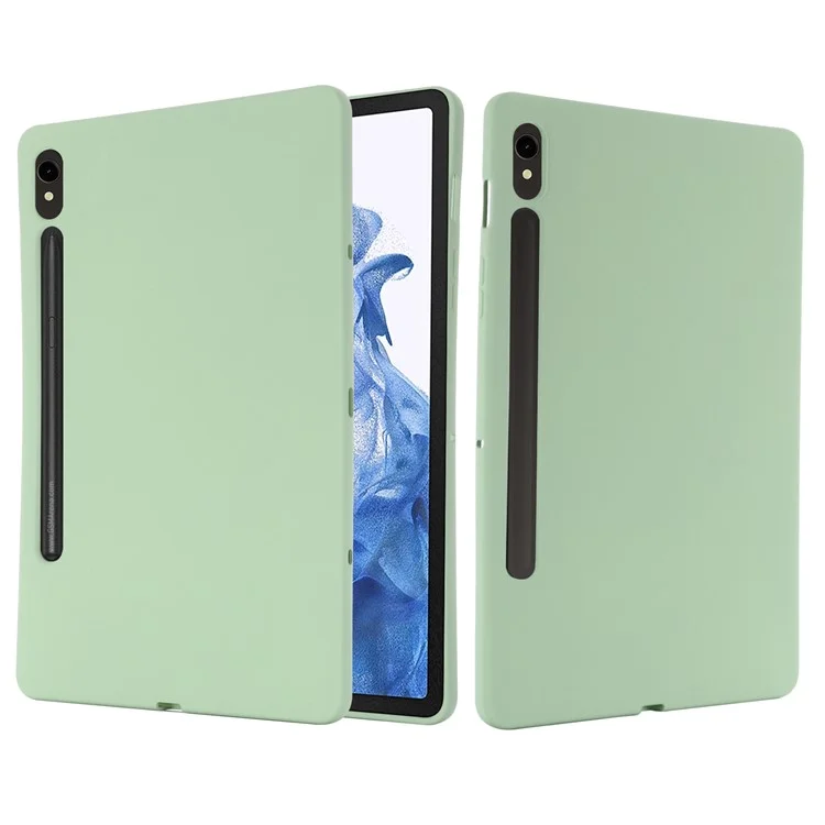 Pour Samsung Galaxy Tab S9 FE Étui Doublure en Microfibre Housse en Silicone Liquide - Vert