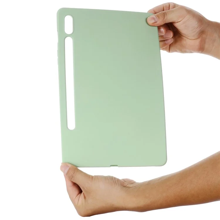 Pour Samsung Galaxy Tab S9 FE Étui Doublure en Microfibre Housse en Silicone Liquide - Vert