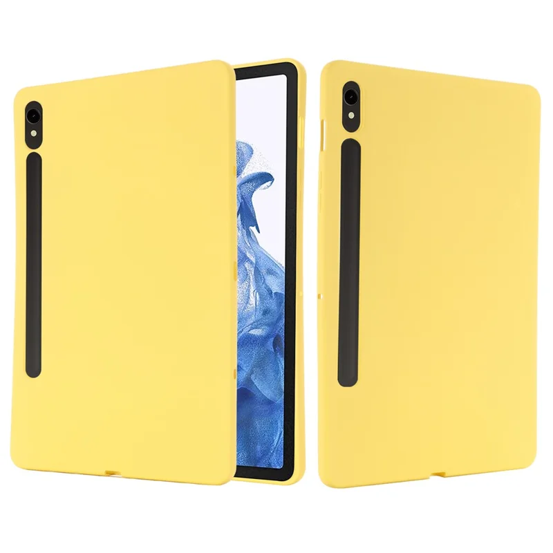 Funda para Samsung Galaxy Tab S10 Lite / S10 FE / S9 FE / S9, con Revestimiento de Microfibra y Cubierta de Silicona Líquida - Amarillo