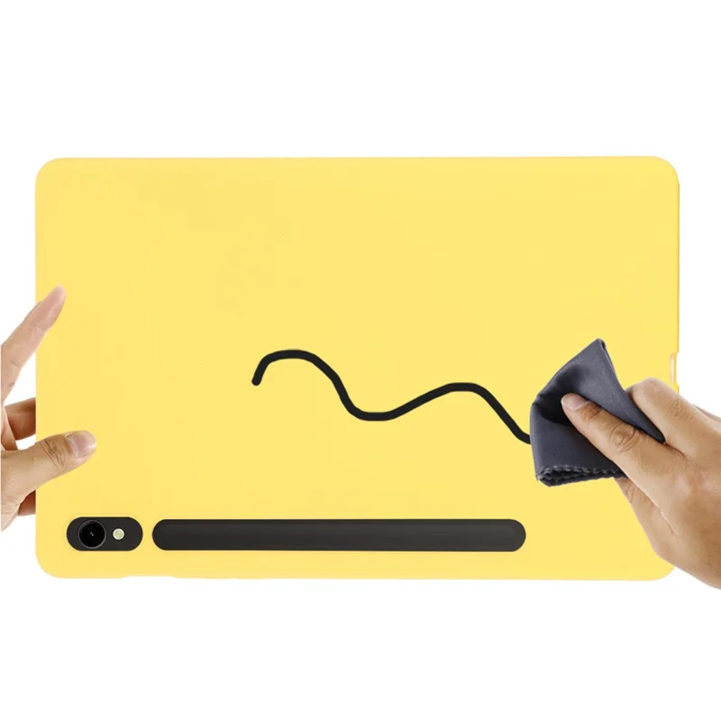 Funda para Samsung Galaxy Tab S10 Lite / S10 FE / S9 FE / S9, con Revestimiento de Microfibra y Cubierta de Silicona Líquida - Amarillo