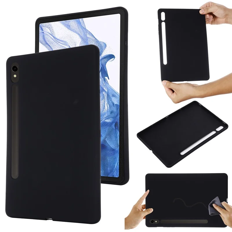 Чехол для Samsung Galaxy Tab S9 FE из микрофиброй подкладки и жидкого силикона - Черный