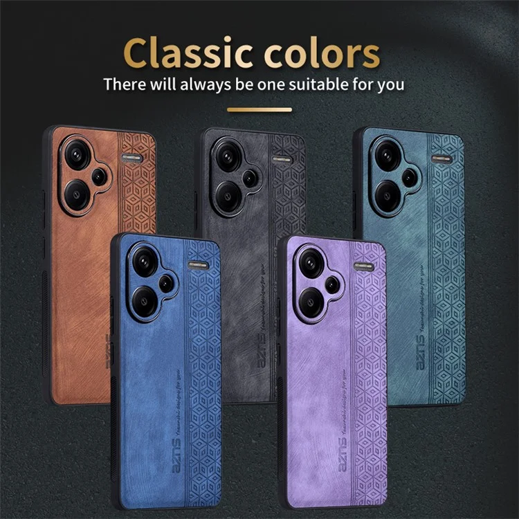 AZNS For Xiaomi Redmi Note 13 Pro+ 5G Case Imprinted PU Leather + TPU Cell Phone Cover - Brown