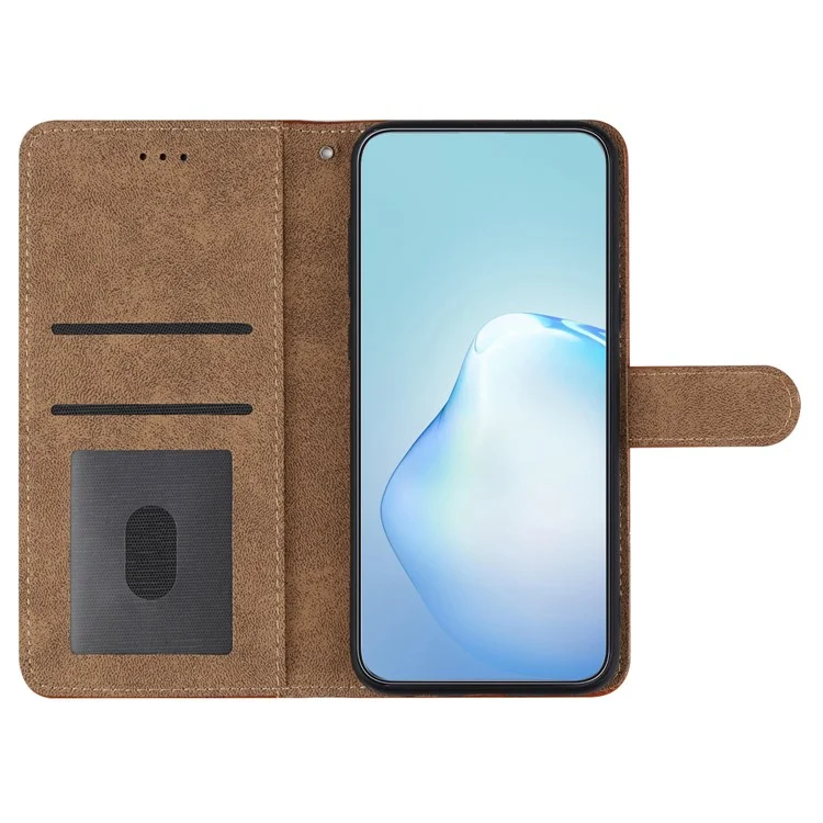 For Samsung Galaxy A15 5G Case Cowhide Texture Wallet PU Leather Stand Phone Cover - Coffee