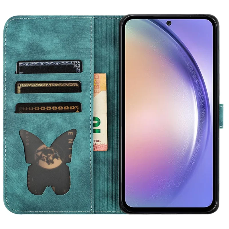 For Google Pixel 8 Pro Case Butterfly Cat Imprinted Wallet Phone Leather Cover - Blue