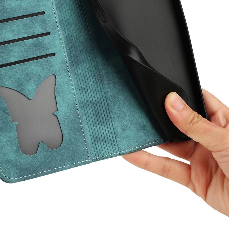 For Google Pixel 8 Pro Case Butterfly Cat Imprinted Wallet Phone Leather Cover - Blue