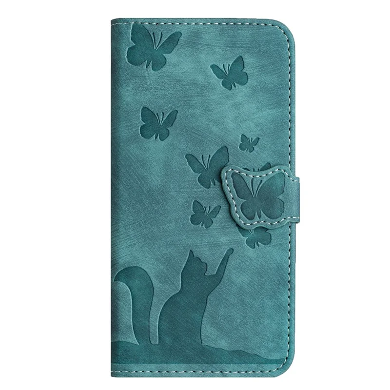 For Google Pixel 8 Pro Case Butterfly Cat Imprinted Wallet Phone Leather Cover - Blue