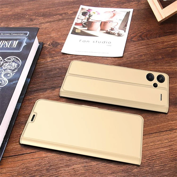 For Xiaomi Redmi Note 13 Pro+ Phone Case Magnetic Card Slot Leather Phone Cover - Gold