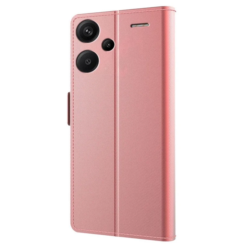 For Xiaomi Redmi Note 13 Pro+ 5G Mirror Design Stand Case PU Leather Phone Cover with Card Slot - Rose Gold