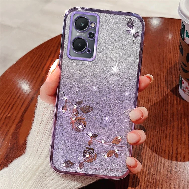KADEM Per Realme 9i 4G Case Anti-Scratch Flower Decor Phone Cover - Viola