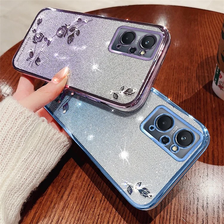 KADEM Per Realme 9i 4G Case Anti-Scratch Flower Decor Phone Cover - Viola