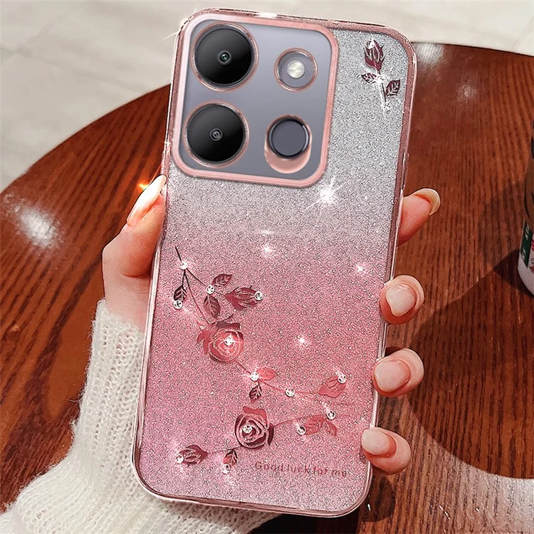 KADEM Para TECNO Spark Go 2023 4G / Infinix Smart 7 4G Funda TPU Degradado Brillo Cubierta de Teléfono - Oro Rosa