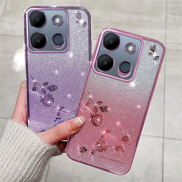 KADEM Para TECNO Spark Go 2023 4G / Infinix Smart 7 4G Funda TPU Degradado Brillo Cubierta de Teléfono - Oro Rosa